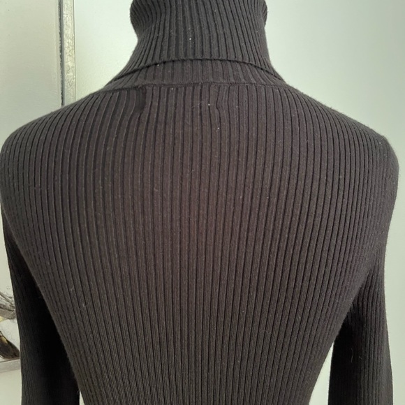 Maeve by Anthropologie Black Ribbed Turtleneck Slit Sleeve Size XS - Picture 8 of 8